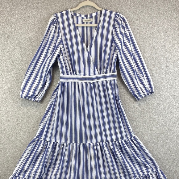 Madewell maxi dress size 6 boho nautical stripe tiered cottagecore coastal beach - Picture 3 of 13